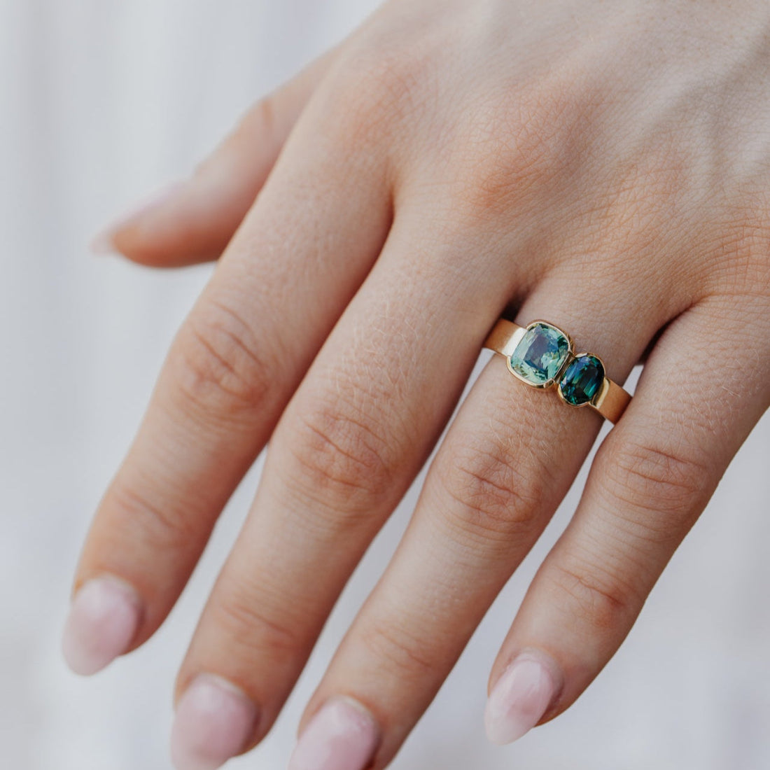 The Chelsea Cushion and Oval Australian Sapphire Ring