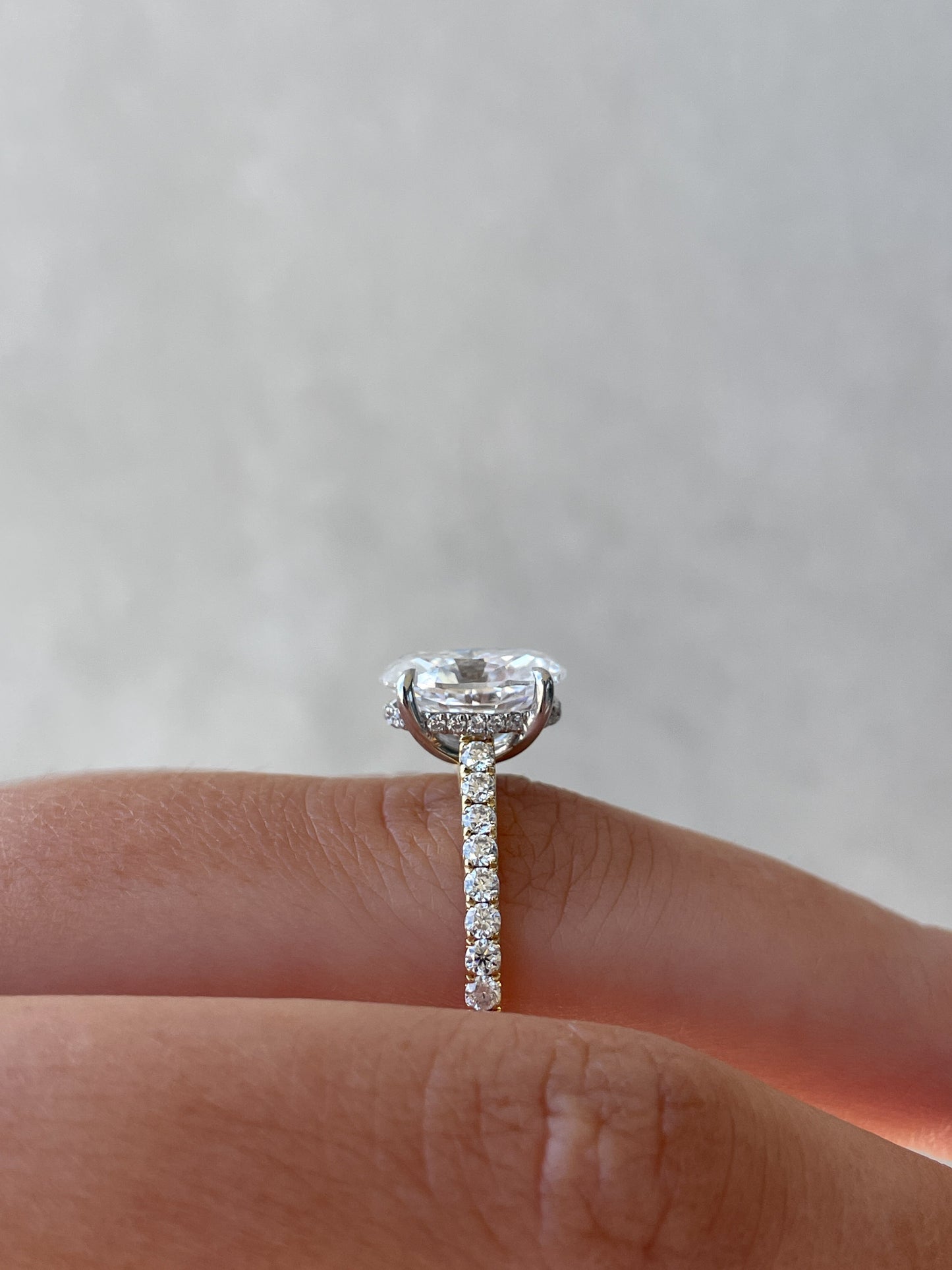 1.50-3.50 CT Oval Lab Grown Diamond Hidden Halo Engagement Ring