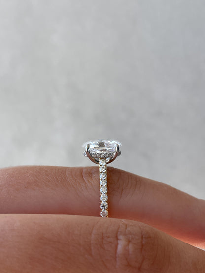 1.50-3.50 CT Oval Lab Grown Diamond Hidden Halo Engagement Ring
