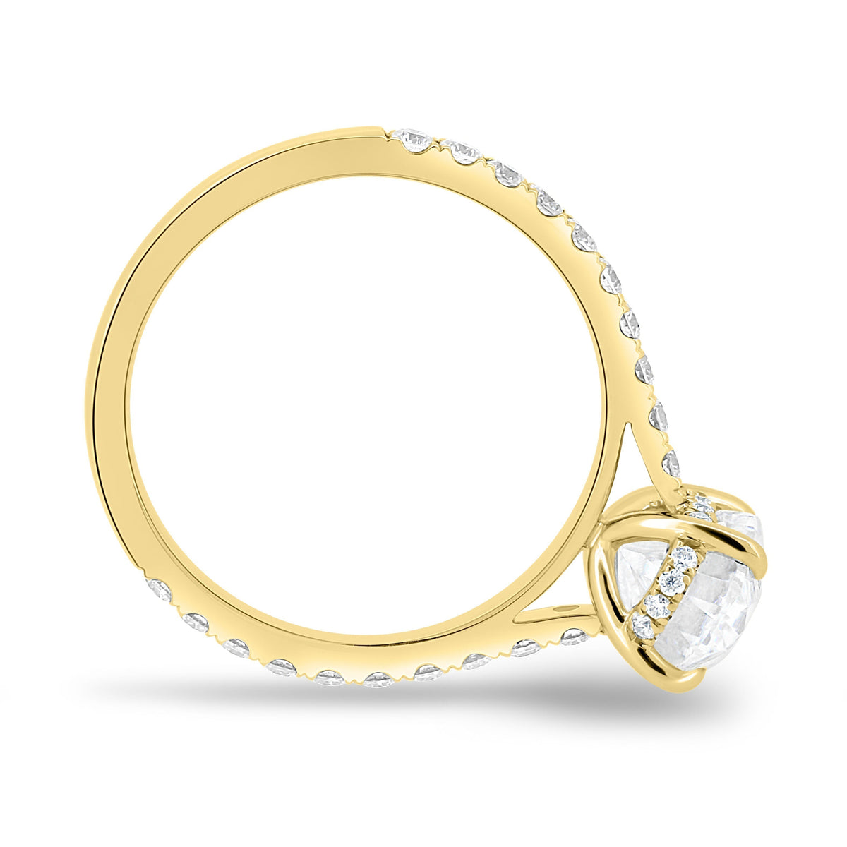 1.50-3.50 CT Oval Lab Grown Diamond Hidden Halo Engagement Ring