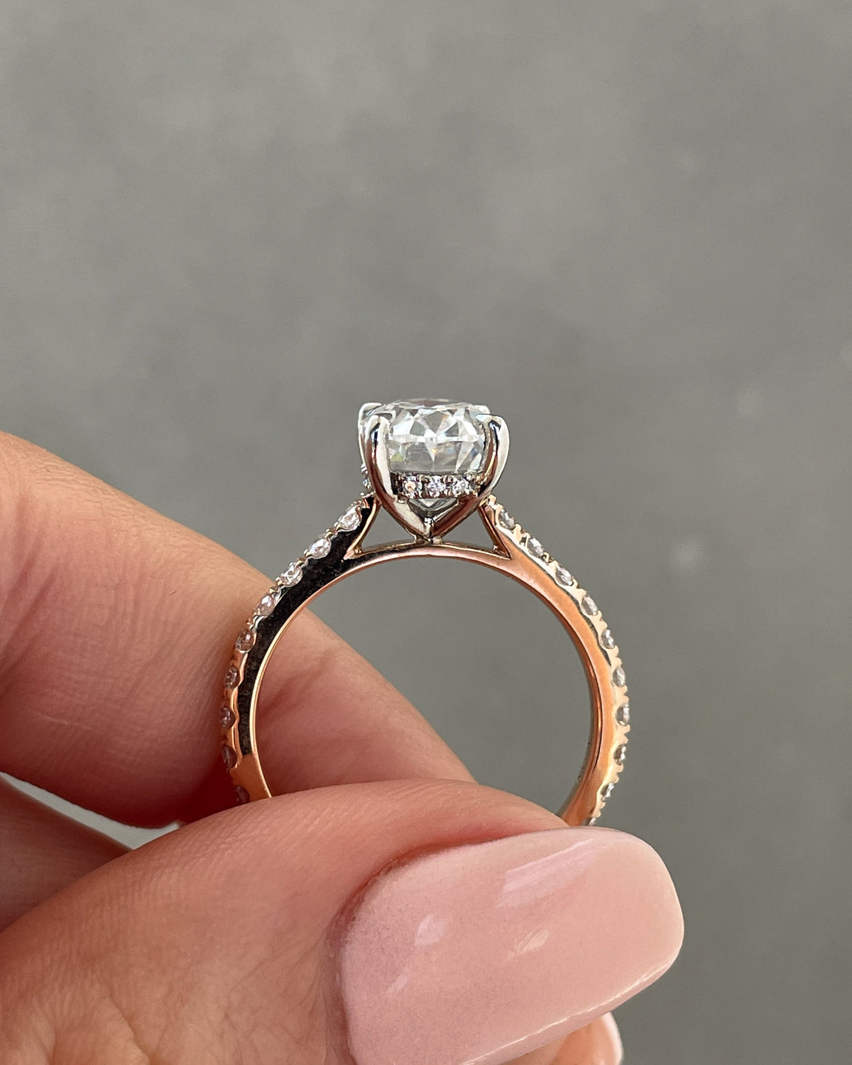 1.50-3.50 CT Oval Lab Grown Diamond Hidden Halo Engagement Ring
