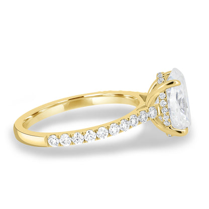 1.50-3.50 CT Oval Lab Grown Diamond Hidden Halo Engagement Ring