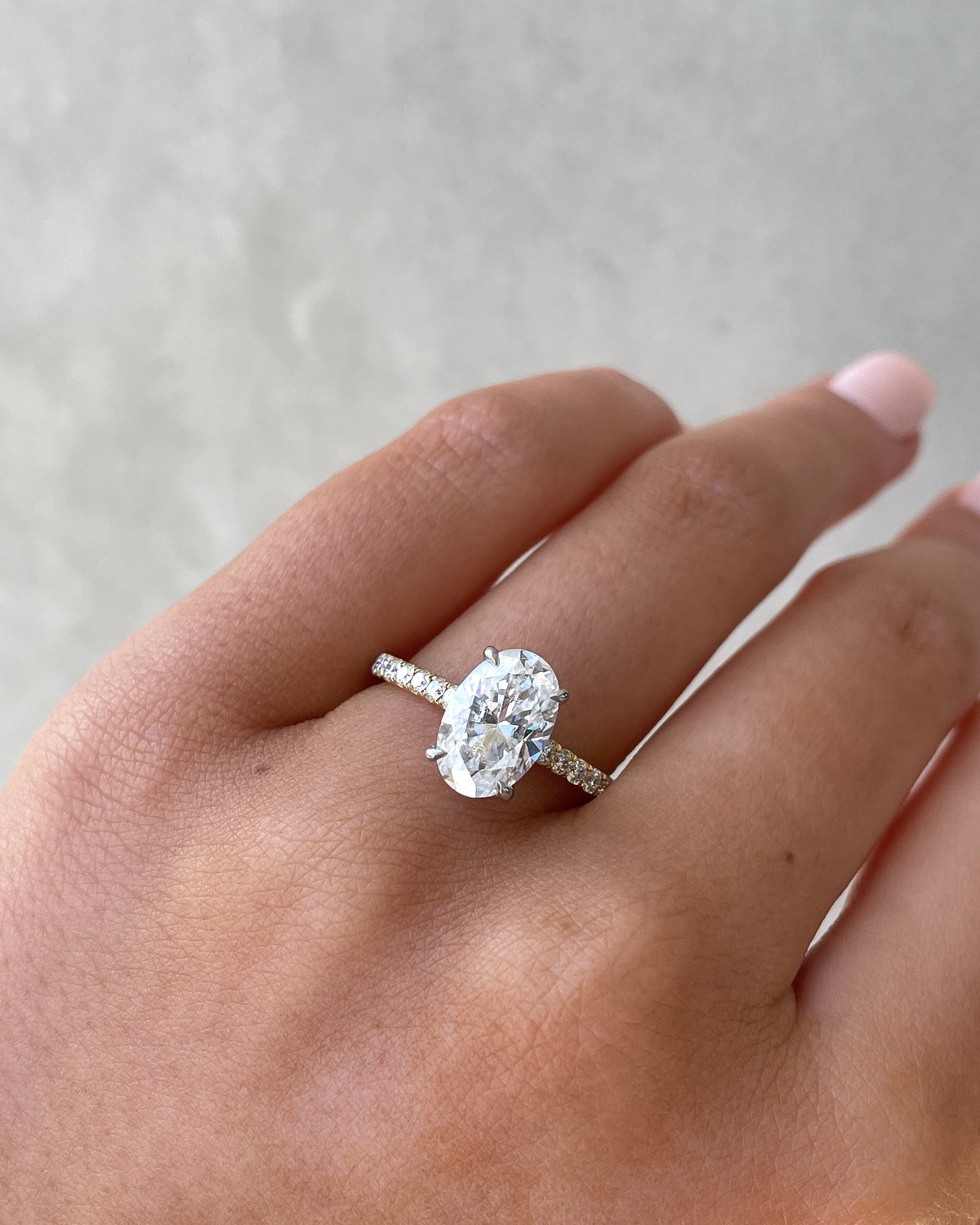 1.50-3.50 CT Oval Lab Grown Diamond Hidden Halo Engagement Ring