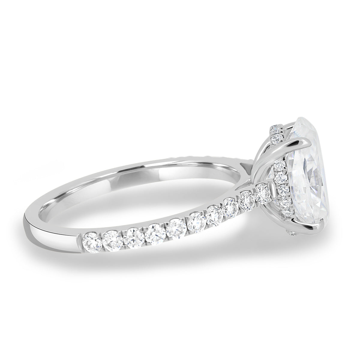 1.50-3.50 CT Oval Lab Grown Diamond Hidden Halo Engagement Ring