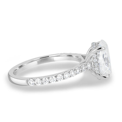 1.50-3.50 CT Oval Lab Grown Diamond Hidden Halo Engagement Ring
