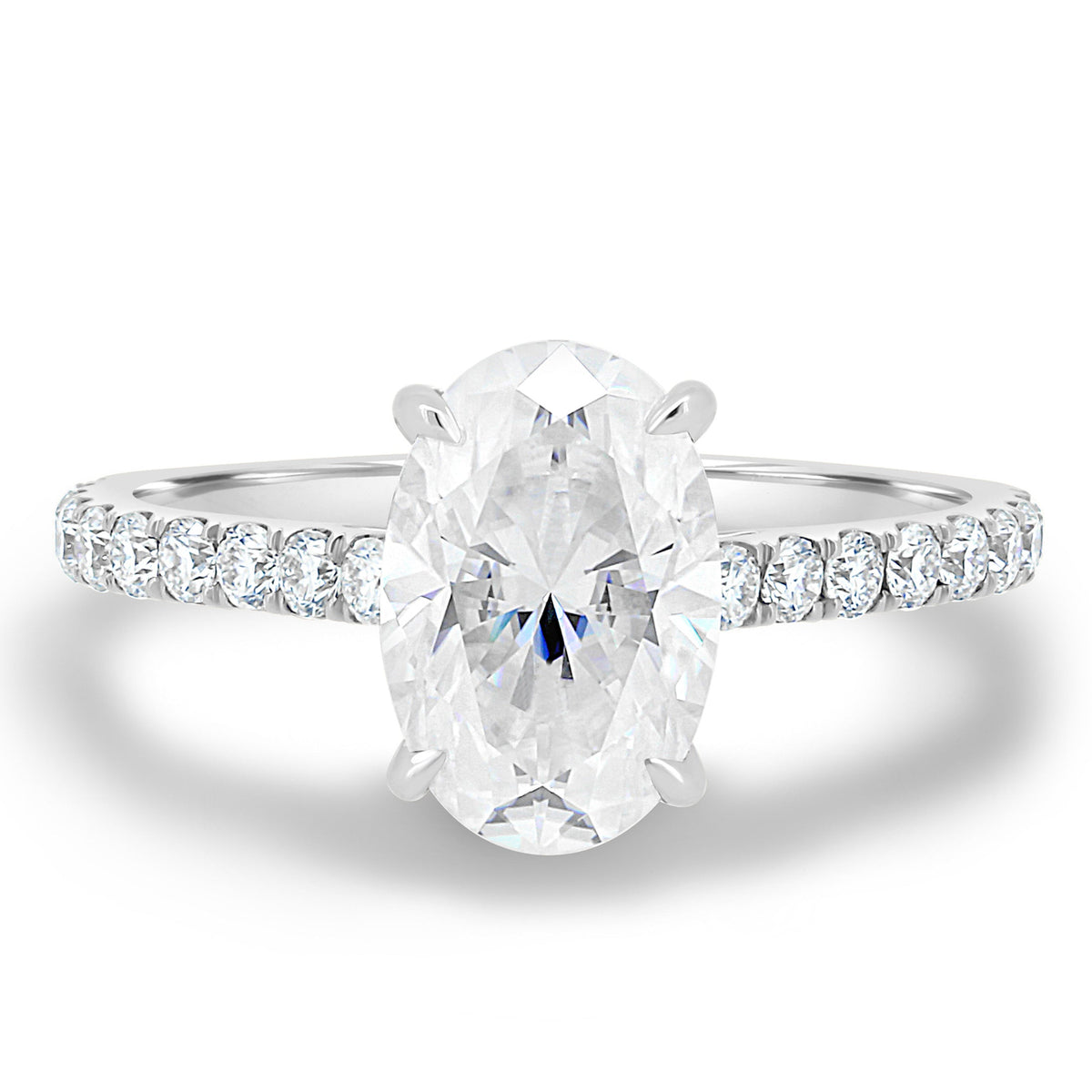1.50-3.50 CT Oval Lab Grown Diamond Hidden Halo Engagement Ring