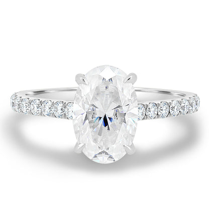 1.50-3.50 CT Oval Lab Grown Diamond Hidden Halo Engagement Ring