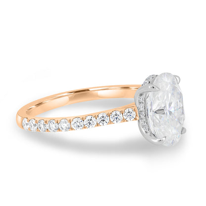 1.50-3.50 CT Oval Lab Grown Diamond Hidden Halo Engagement Ring