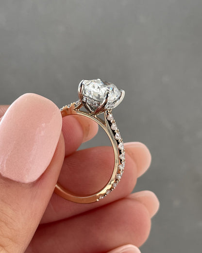 1.50-3.50 CT Oval Lab Grown Diamond Hidden Halo Engagement Ring