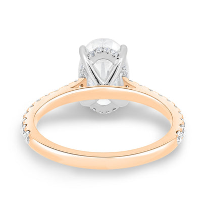 1.50-3.50 CT Oval Lab Grown Diamond Hidden Halo Engagement Ring