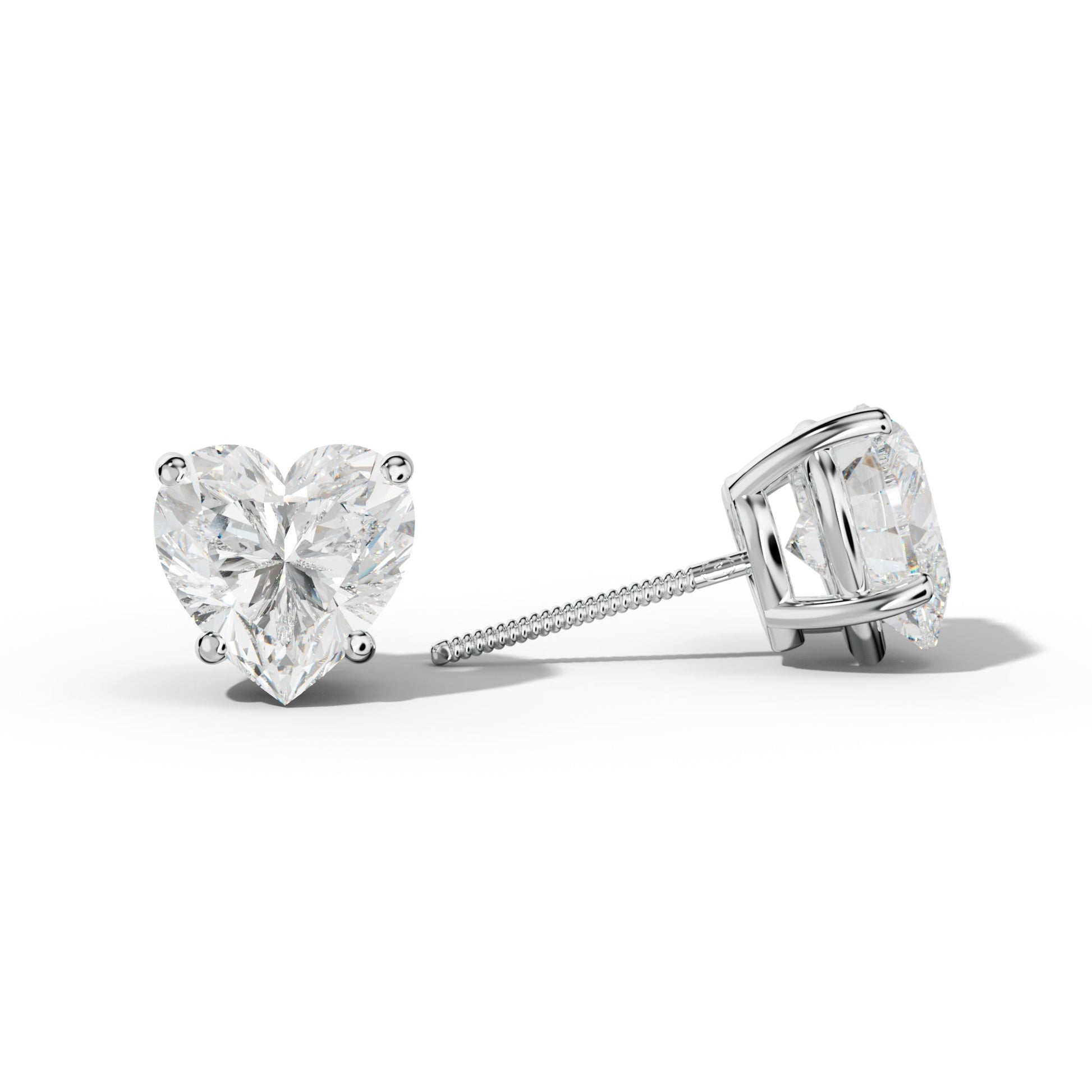 Heart  Diamond Stud Earrings With Classic Four Prongs