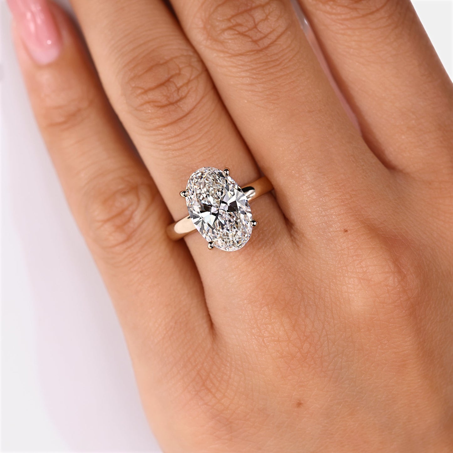 5 - 10 Carat Oval Cut Diamond Hidden Halo Engagement Ring