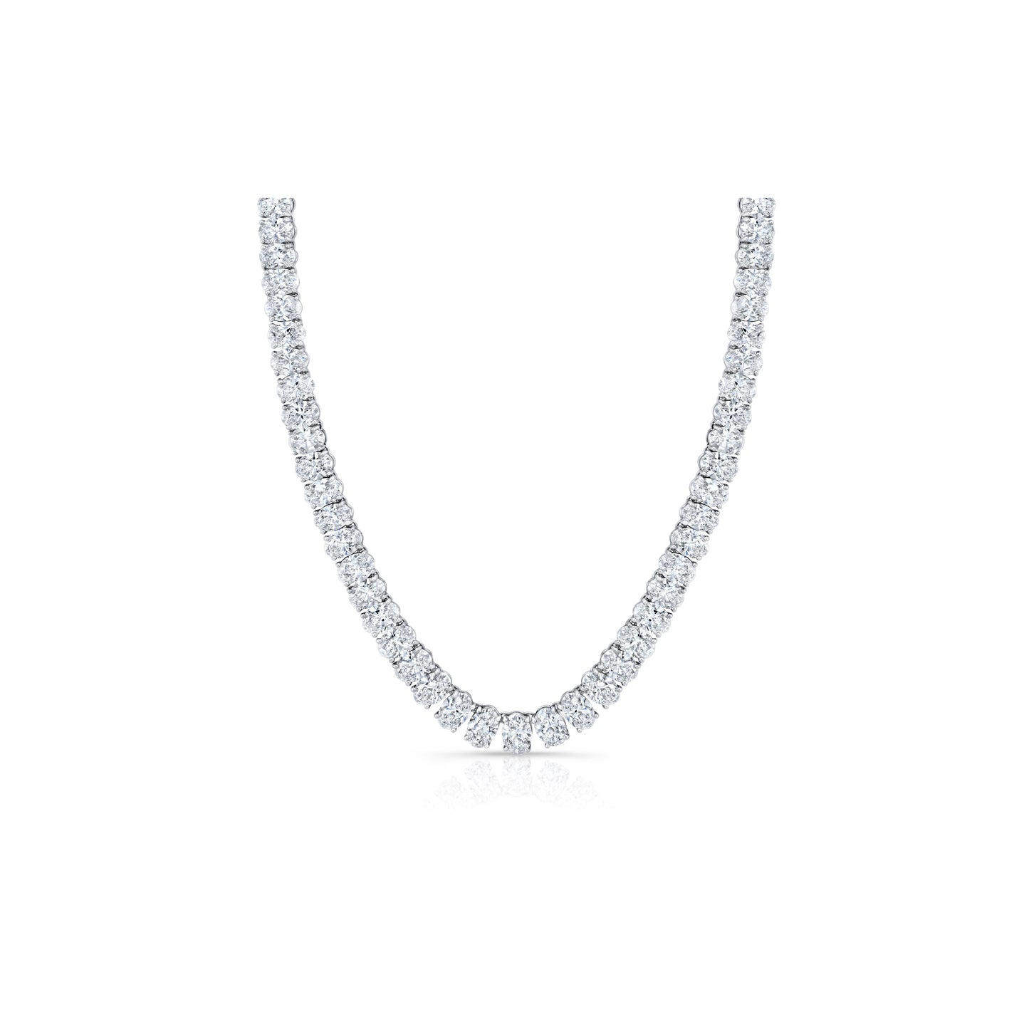Lara Jewels High Jewellry High Jewelry | Oval Cut Tennis Necklace - 14k White Gold - Side View