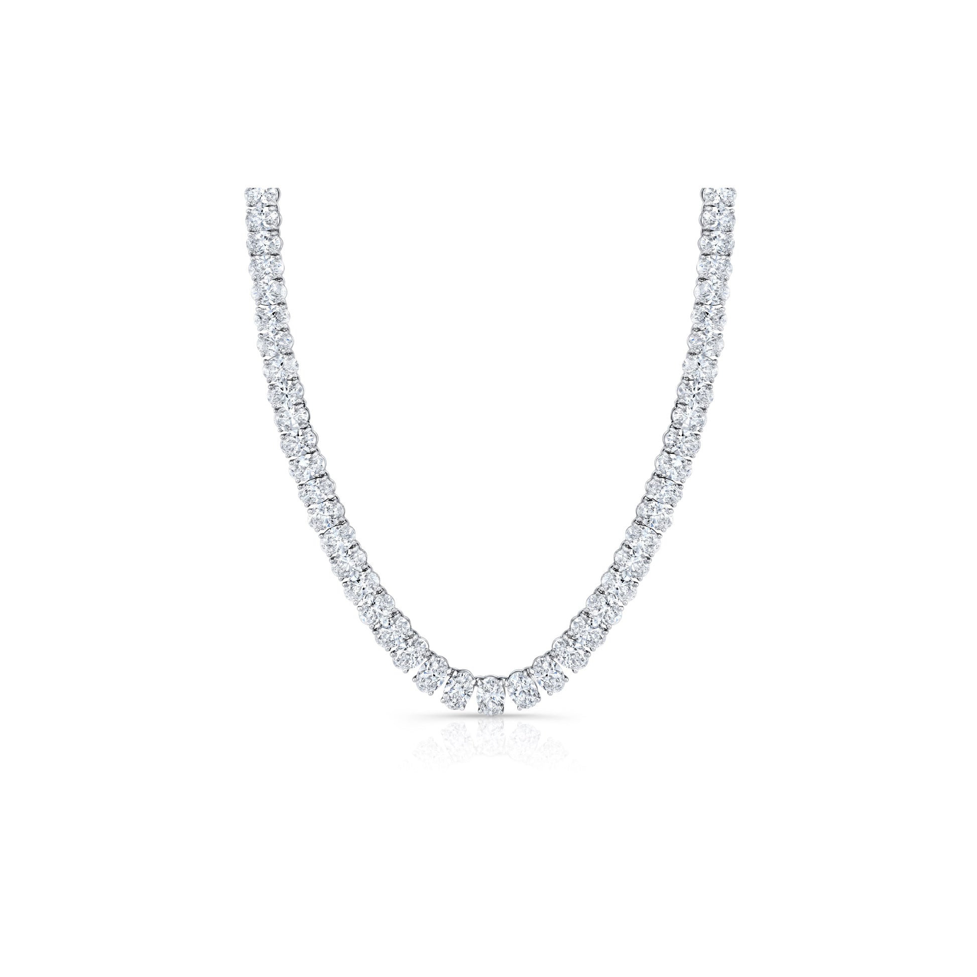 Lara Jewels High Jewellry High Jewelry | Oval Cut Tennis Necklace - 14k White Gold - Side View
