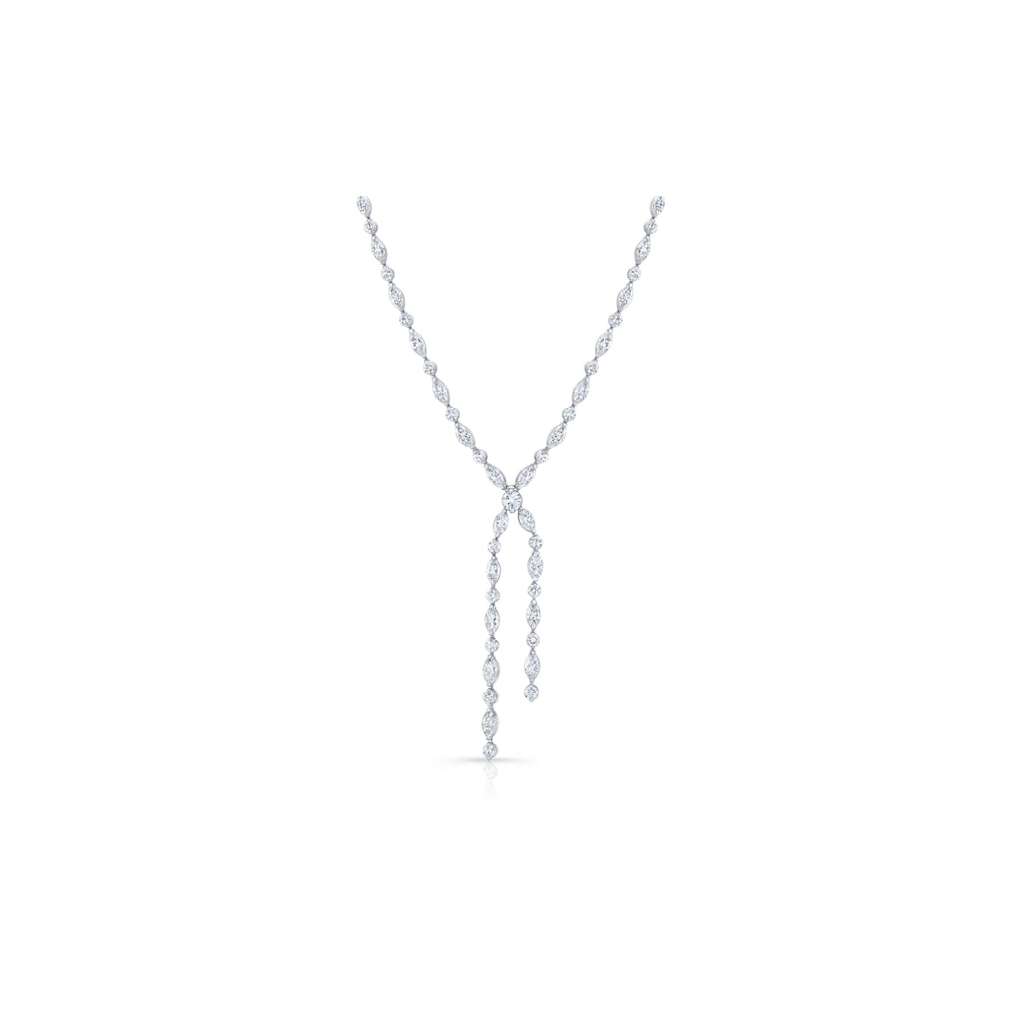 Lara Jewels High Jewellry High Jewelry | Marquise Cut Detachable Lariat Necklace - Platinum - Side View