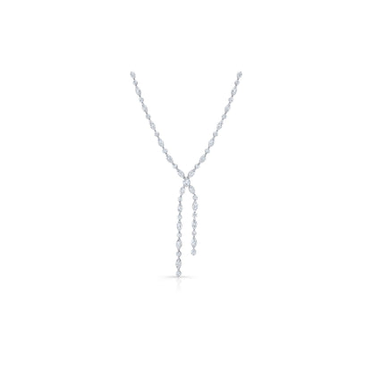 Lara Jewels High Jewellry High Jewelry | Marquise Cut Detachable Lariat Necklace - Platinum - Side View