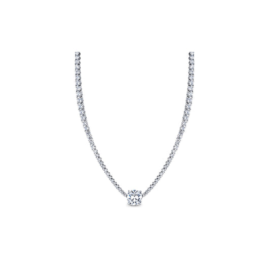 Lara Jewels High Jewellry High Jewelry | Antique Cushion Cut Collar Necklace - 18k White Gold - Front View