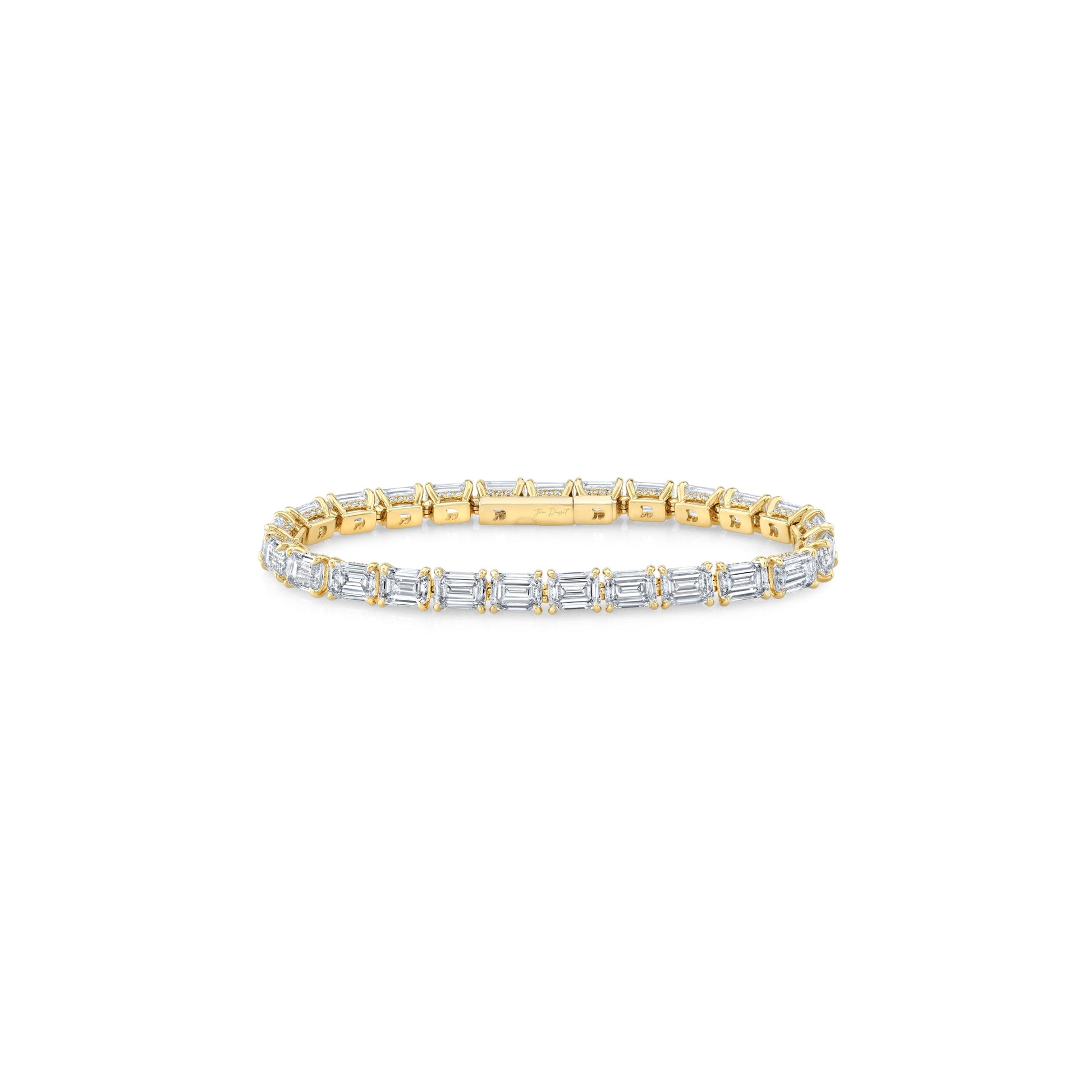 Lara Jewels High Jewellry High Jewelry | Emerald Cut Tennis Bracelet - 18k Yellow Gold - Front View