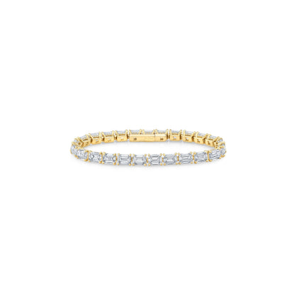 Lara Jewels High Jewellry High Jewelry | Emerald Cut Tennis Bracelet - 18k Yellow Gold - Front View
