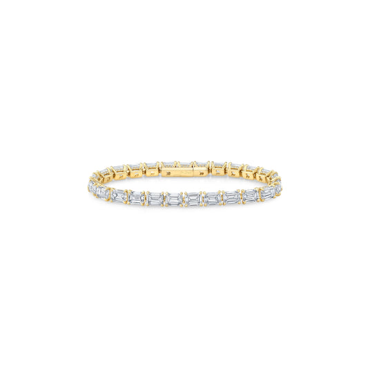 Lara Jewels High Jewellry High Jewelry | Emerald Cut Tennis Bracelet - 18k Yellow Gold - Front View