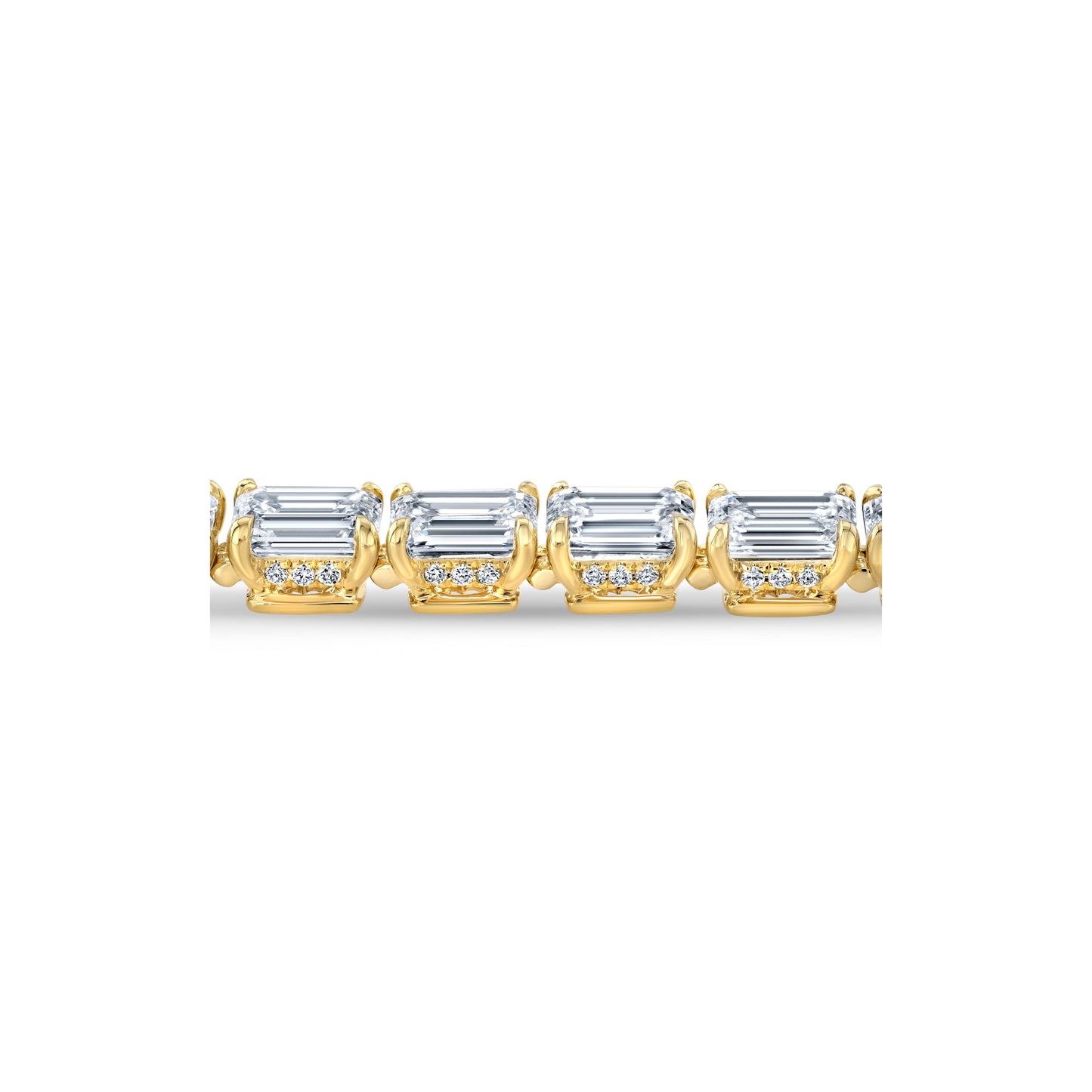 Lara Jewels High Jewellry High Jewelry | Emerald Cut Tennis Bracelet - 18k Yellow Gold - Detail View