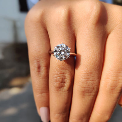Round Cut Moissanite Solitaire Engagement Ring
