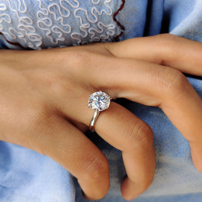 Round Cut Moissanite Solitaire Engagement Ring