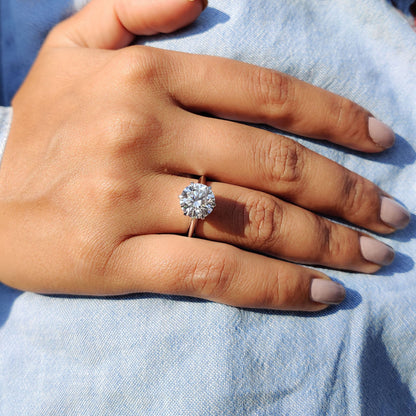 Round Cut Moissanite Solitaire Engagement Ring