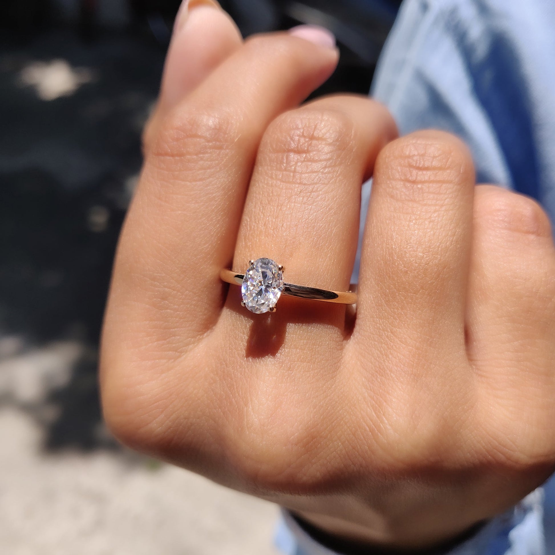 Oval Cut Moissanite Ring In Solitaire Style