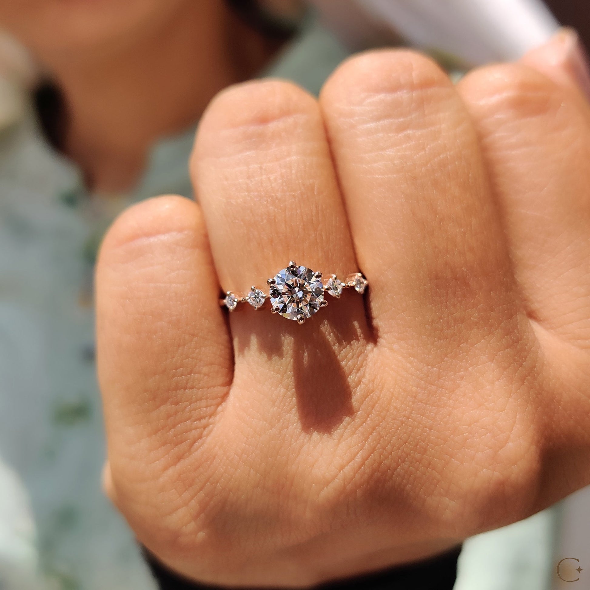5 Diamond Engagement Ring With Round Cut