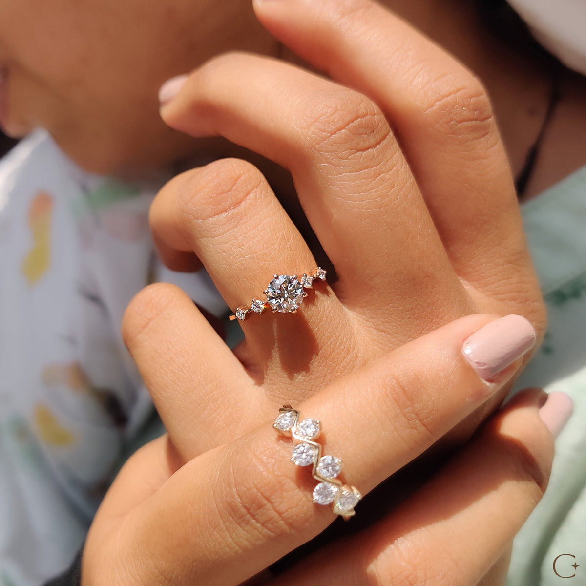5 Diamond Engagement Ring With Round Cut