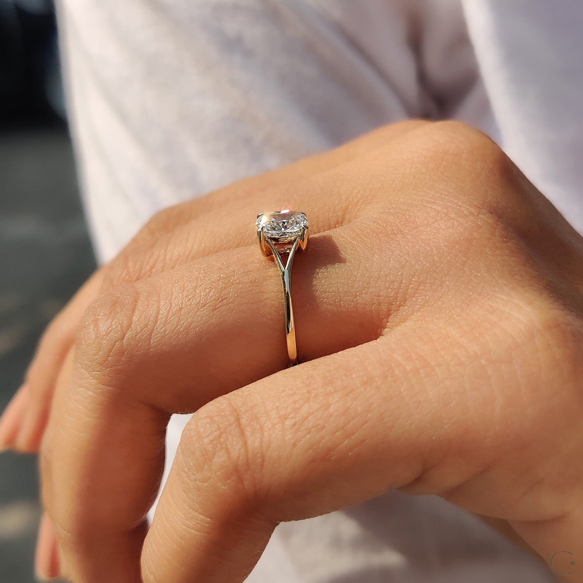 Cushion Diamond Ring In Split Shank Style