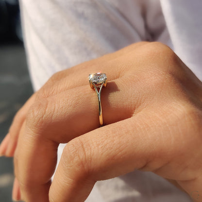 Cushion Diamond Ring In Split Shank Style