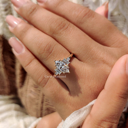 5 Stone Engagement Ring With Two Baguette Side Stone
