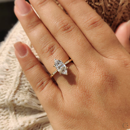 Marquise Diamond Engagement Ring with Tapered Band