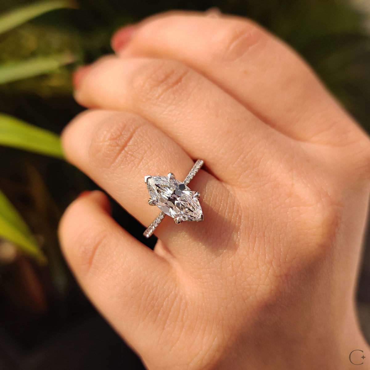 Old European Marquise Cut Ring In Pave Style