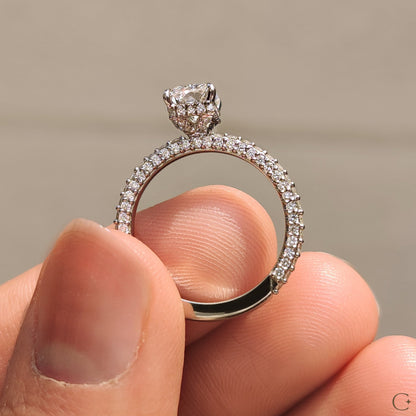 Radiant Cut Diamond Ring In Hidden Halo Design