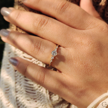 5 Stone Engagement Ring With Round Diamond