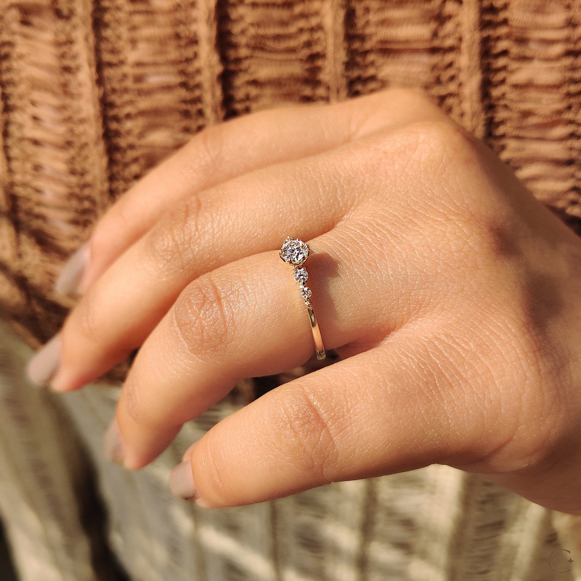 5 Stone Engagement Ring With Round Diamond