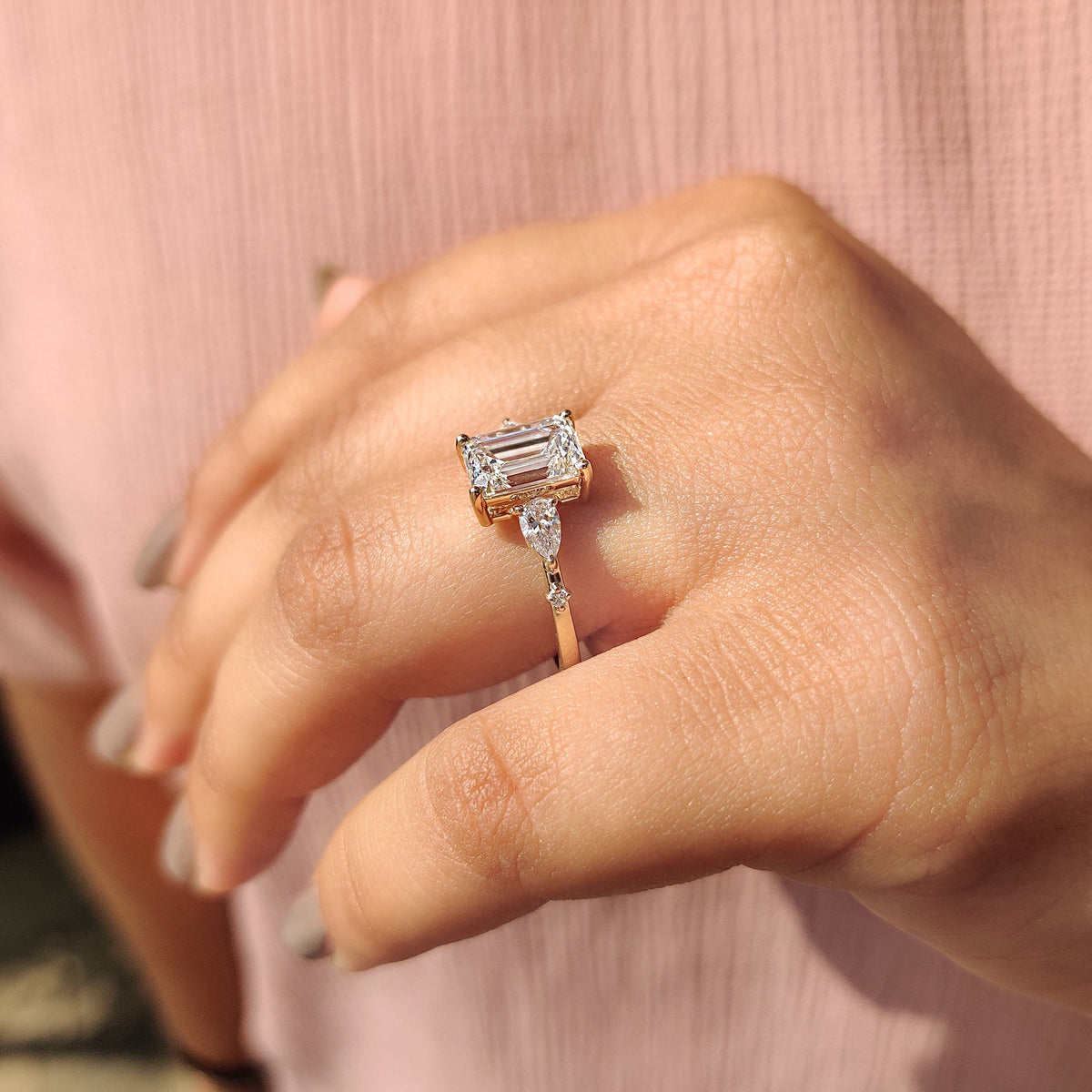 Emarald Cut Five Stone Engagement Ring