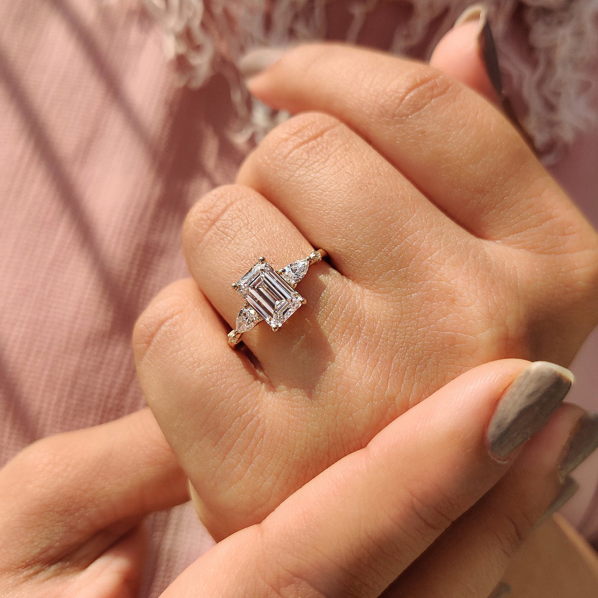 Emarald Cut Five Stone Engagement Ring