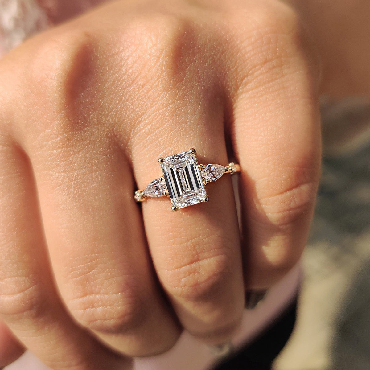 Emarald Cut Five Stone Engagement Ring