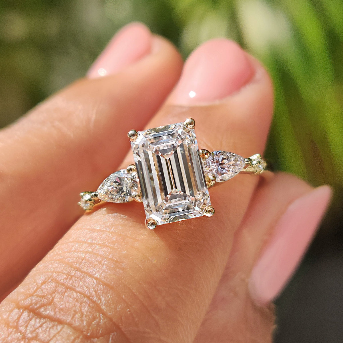 Emarald Cut Five Stone Engagement Ring