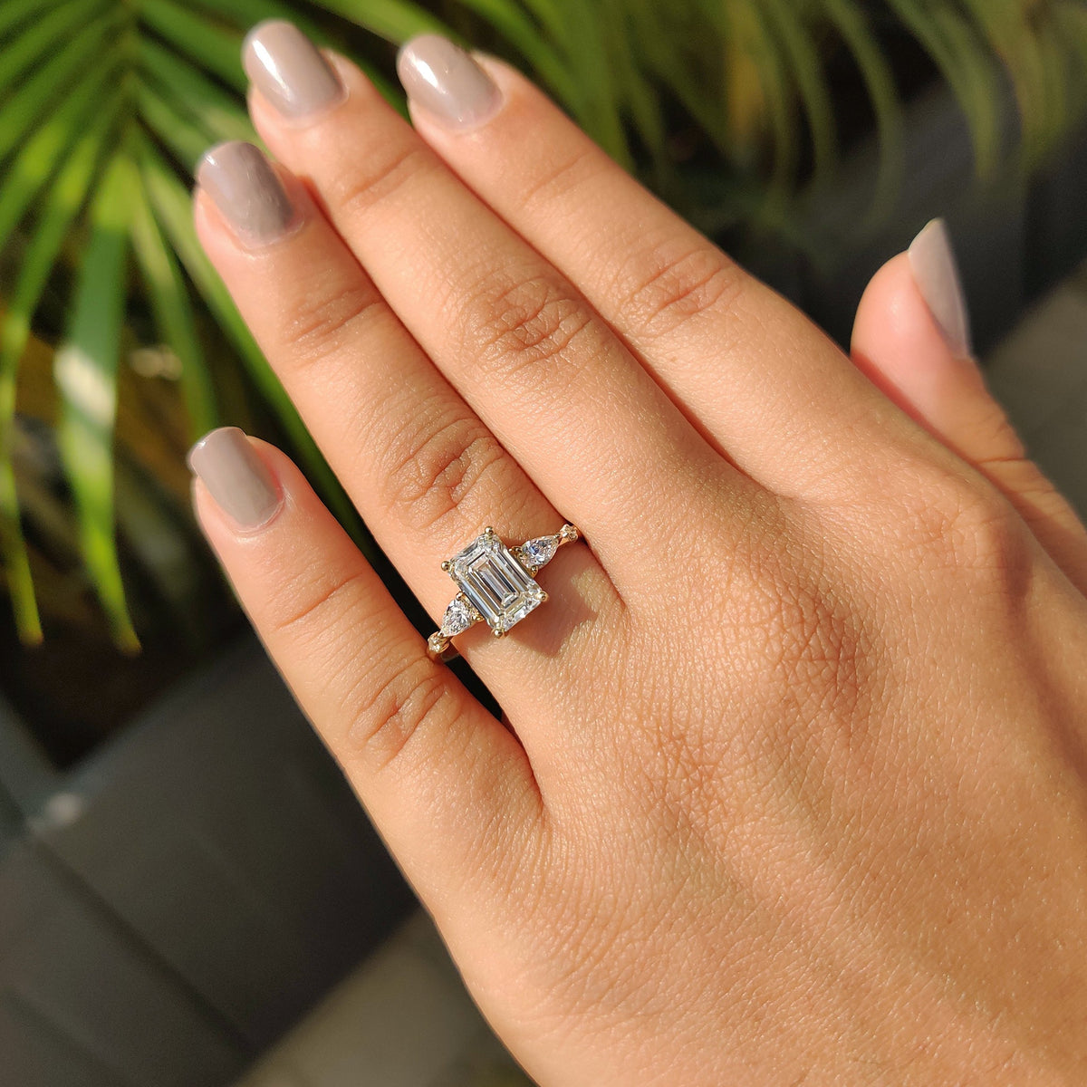 Emarald Cut Five Stone Engagement Ring