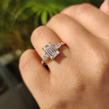 Emarald Cut Five Stone Engagement Ring