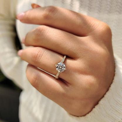 Round Diamond Bypass Ring Setting In Pave Style