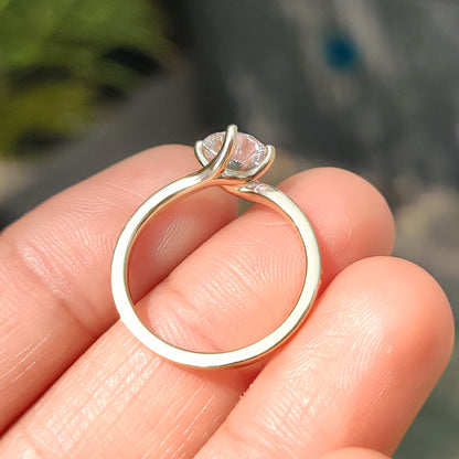 Round Diamond Bypass Ring Setting In Pave Style