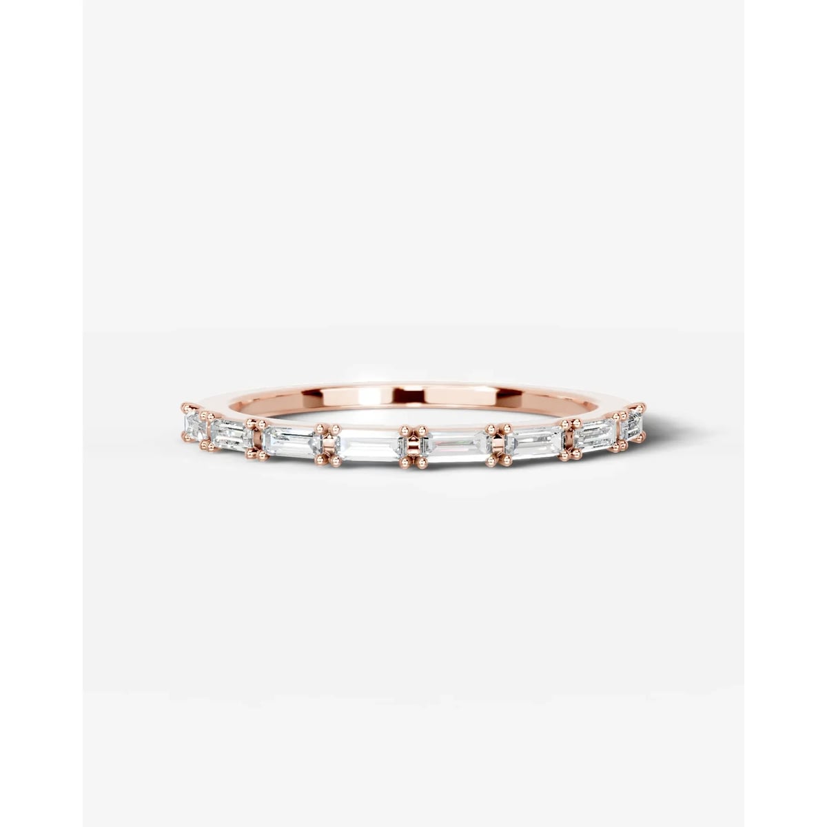 Irie Lab Grown Baguette Diamond Wedding Ring - Rose Gold