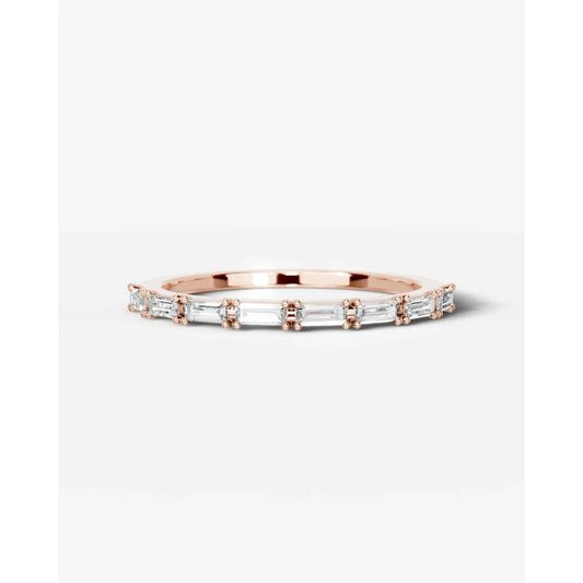 Irie Lab Grown Baguette Diamond Wedding Ring - Rose Gold