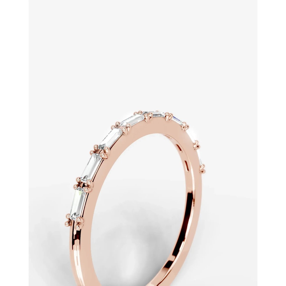 Irie Lab Grown Baguette Diamond Wedding Ring - Rose Gold